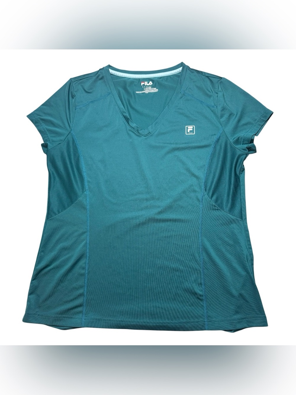 FILA Women's Teal Short-Sleeve V-Neck Performance Tee
